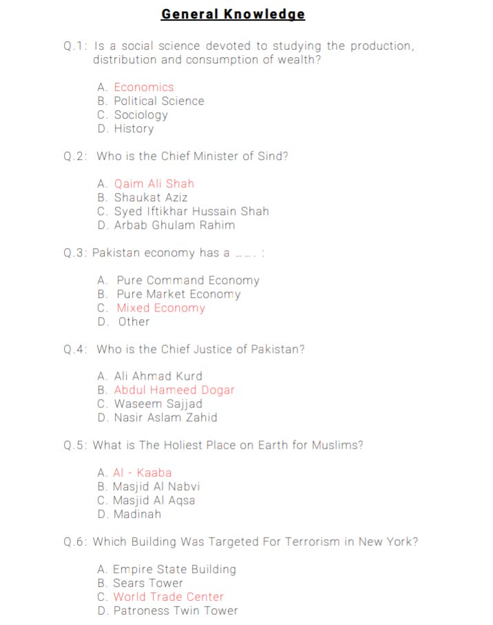 General Knowledge Pakistan Sample Answers .pdf