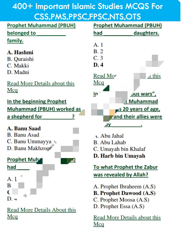 400 Important Islamic Studies MCQS For CSS.pdf