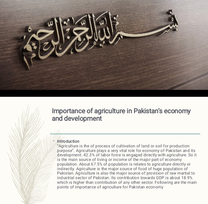 Importance of agriculture in Pakistan economy and Development.pptx